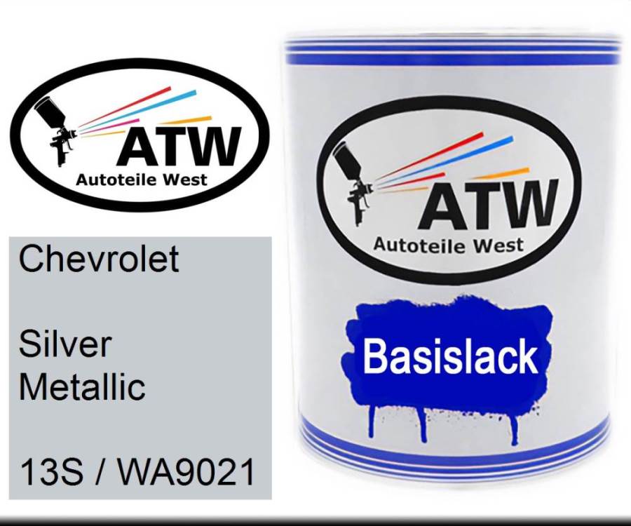 Chevrolet, Silver Metallic, 13S / WA9021: 1L Lackdose, von ATW Autoteile West.